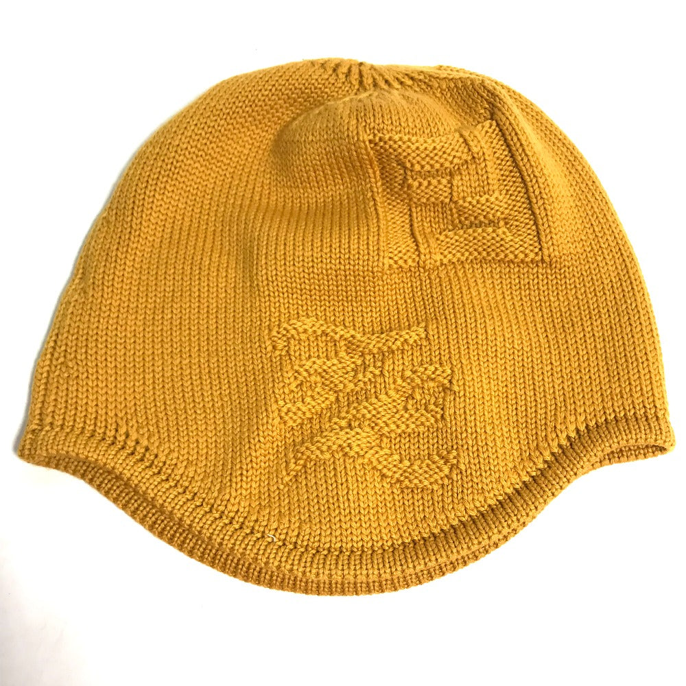 FENDI Knit hat FXQ056 wool yellow logo Women