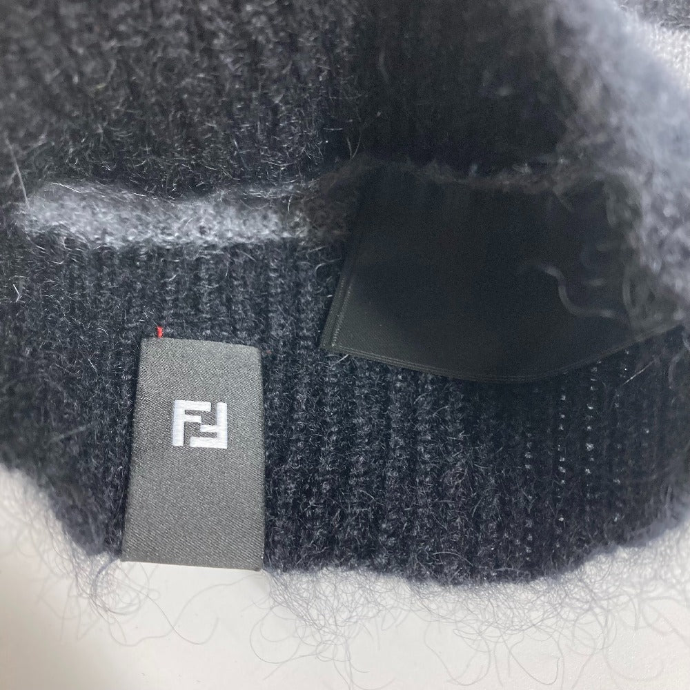 FENDI Knit hat FXQ107 Silk, Mohair black beanie hat knit hat knit cap border mens