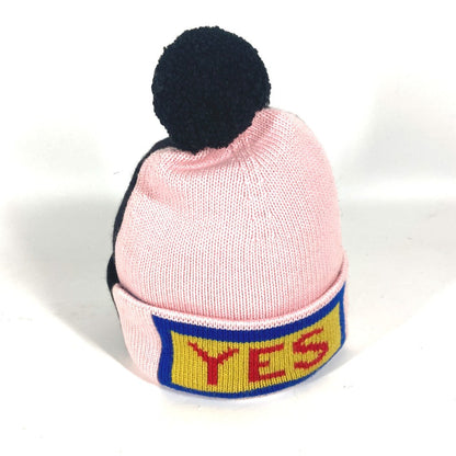 FENDI Knit hat FXQ056 wool black beanie hat knit hat knit cap logo mens(Unisex)