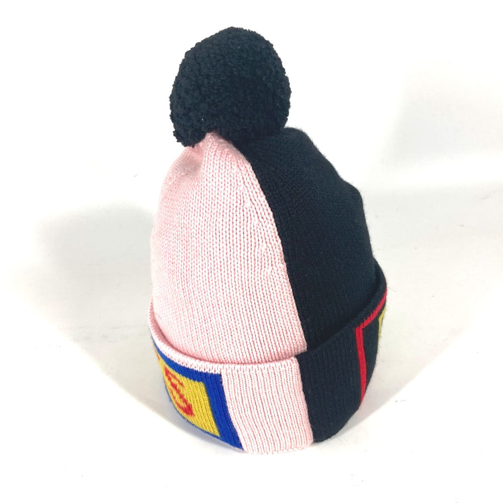 FENDI Knit hat FXQ056 wool black beanie hat knit hat knit cap logo mens(Unisex)