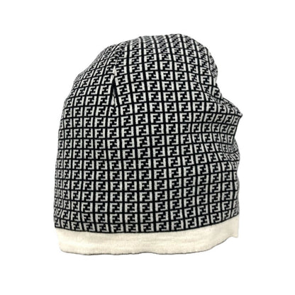 FENDI Knit hat FXQ056 wool black Zucca logo