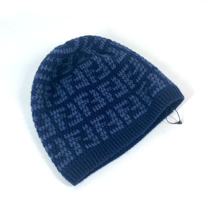 FENDI Knit hat FXQ798 cashmere Navy beanie hat knit hat knit cap Zucca logo unisex(Unisex)