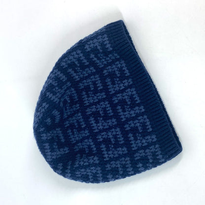 FENDI Knit hat FXQ798 cashmere Navy beanie hat knit hat knit cap Zucca logo unisex(Unisex)