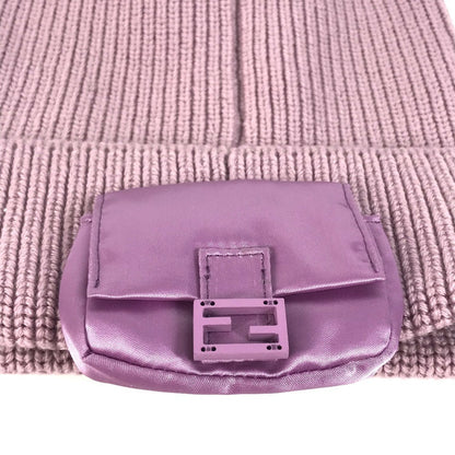 FENDI Knit hat FXQ938 wool purple Bucket bag design Logo with pocket Women