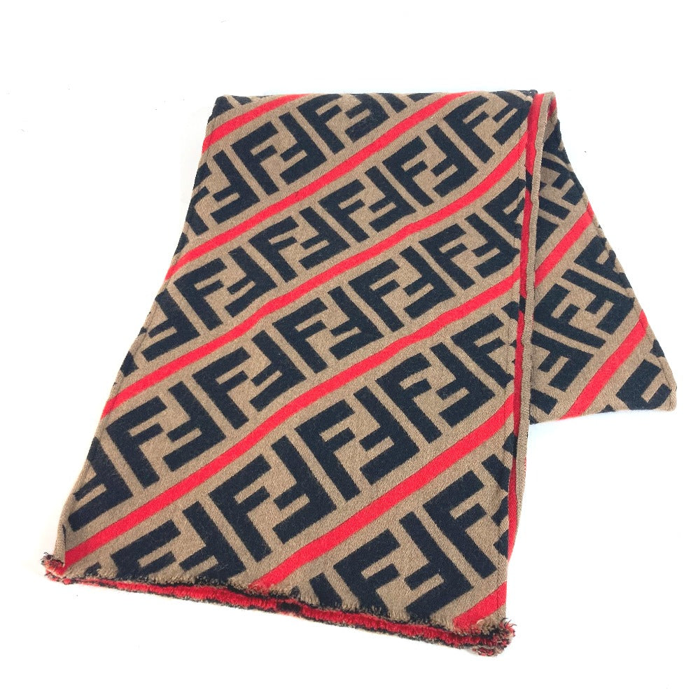 FENDI Scarf wool Brown Zucca logo Women