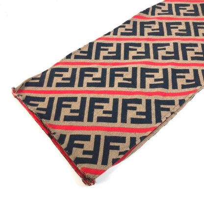 FENDI Scarf wool Brown Zucca logo Women