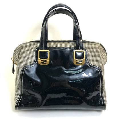 FENDI Handbag Canvas / patent leather Black type Enamel Crossbody Shoulder chameleon Women