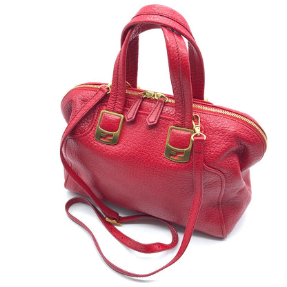 FENDI Handbag 8BL114 leather Red Mini Boston Duffel bag chameleon Women