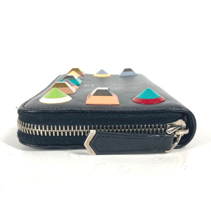 FENDI Long Wallet Purse 8M0299 leather black Long wallet Studs unisex(Unisex)