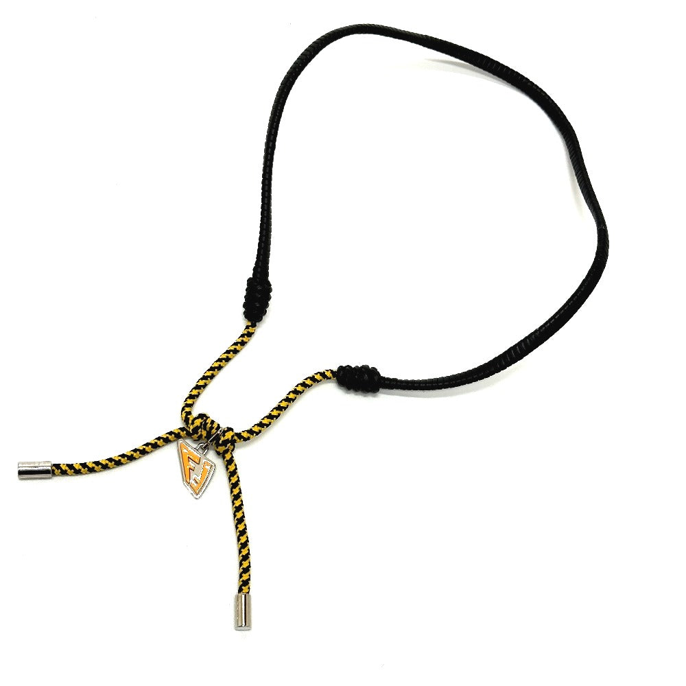 FENDI Necklace Leather, Polyester black FF Vertigo mens