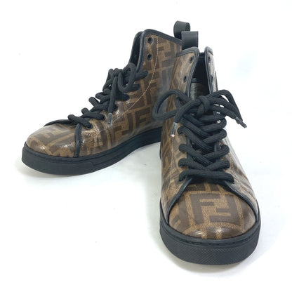 FENDI sneakers 8E6594 Canvas, Coated canvas Brown Zucca high cut logo Women 36
