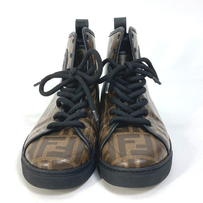 FENDI sneakers 8E6594 Canvas, Coated canvas Brown Zucca high cut logo Women 36