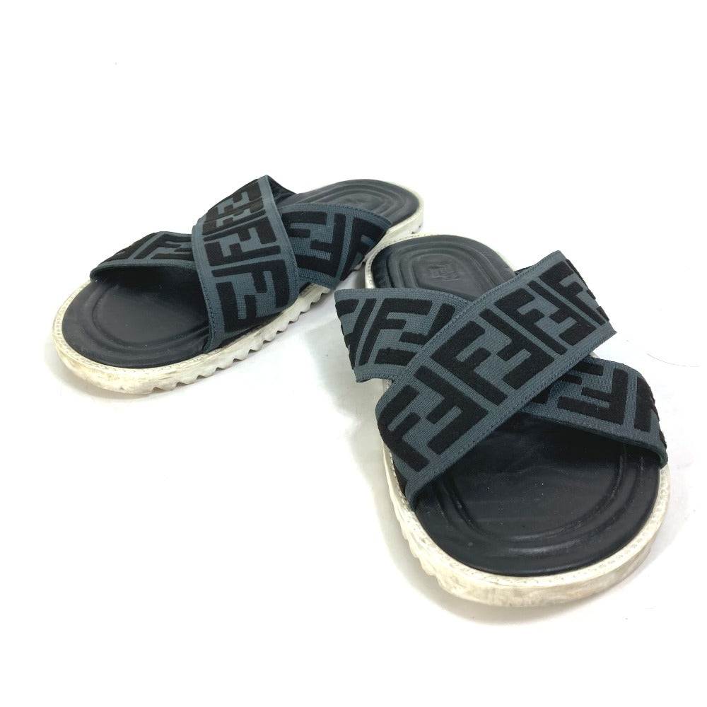 FENDI Sandals 7X1222 Canvas/Leather, Canvas x Leather black Zucca belt mens 7