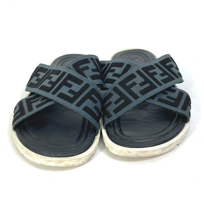 FENDI Sandals 7X1222 Canvas/Leather, Canvas x Leather black Zucca belt mens 7