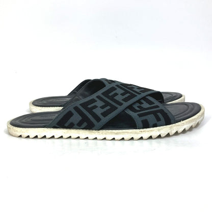 FENDI Sandals 7X1222 Canvas/Leather, Canvas x Leather black Zucca belt mens 7