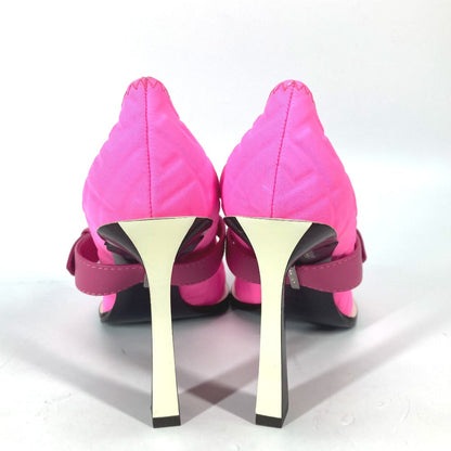 FENDI pumps canvas pink FF Belted Design Women 35