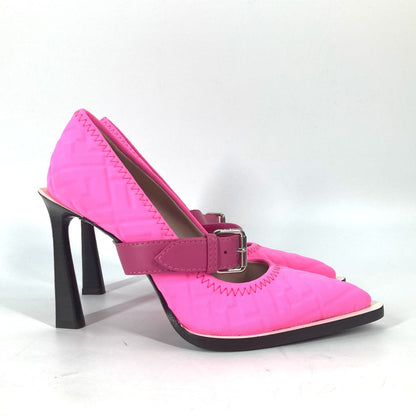FENDI pumps canvas pink FF Belted Design Women 35