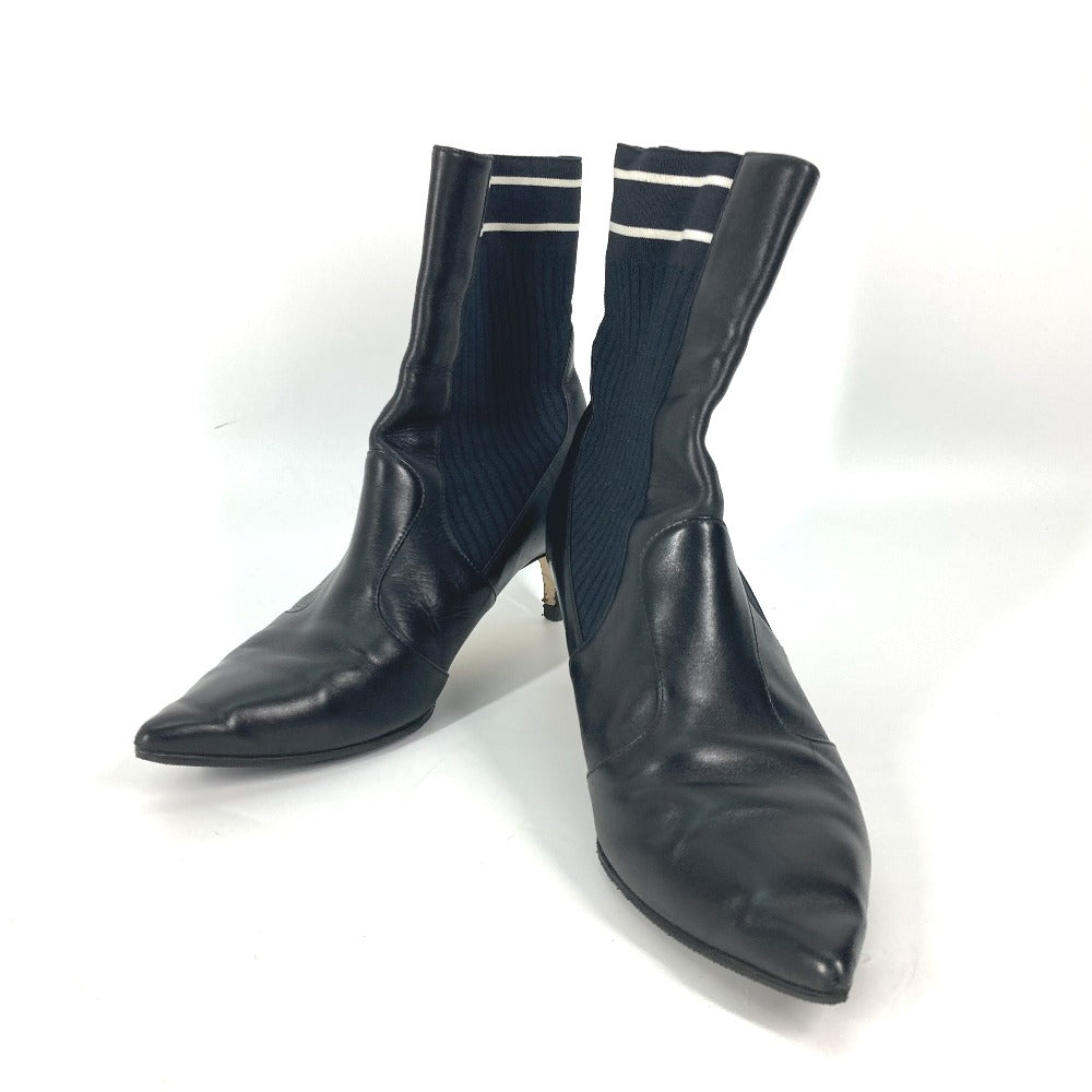 FENDI boots knit black Heel logo sneaker boots knit boots Women 36