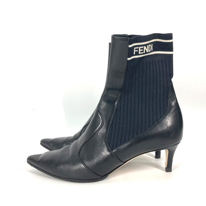 FENDI boots knit black Heel logo sneaker boots knit boots Women 36