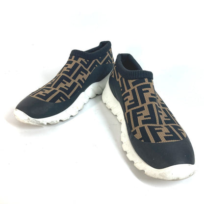 FENDI sneakers 7E1254 Canvas, Leather Brown Zucca Slip-ons Women 8