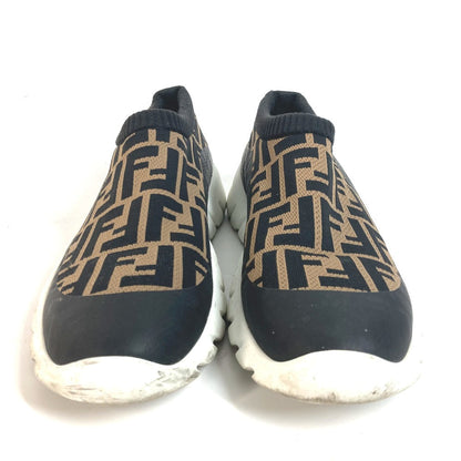 FENDI sneakers 7E1254 Canvas, Leather Brown Zucca Slip-ons Women 8