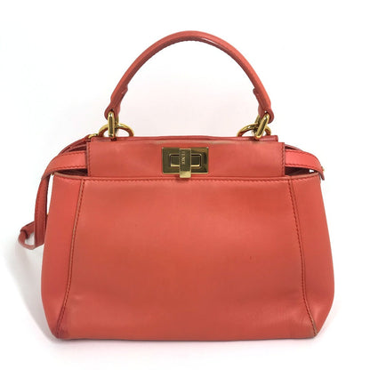 FENDI Handbag 8BN244 leather Salmon pink type Shoulder Crossbody Mini Pea Kaboo Women