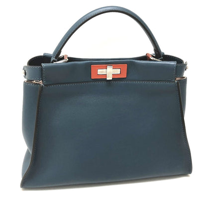 FENDI Handbag 8BN290 leather blue Peek-a-boo regular