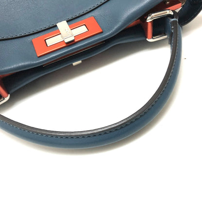 FENDI Handbag 8BN290 leather blue Peek-a-boo regular