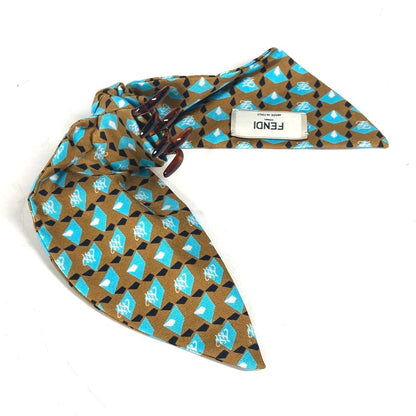 FENDI Valletta silk Brown logo hair clip