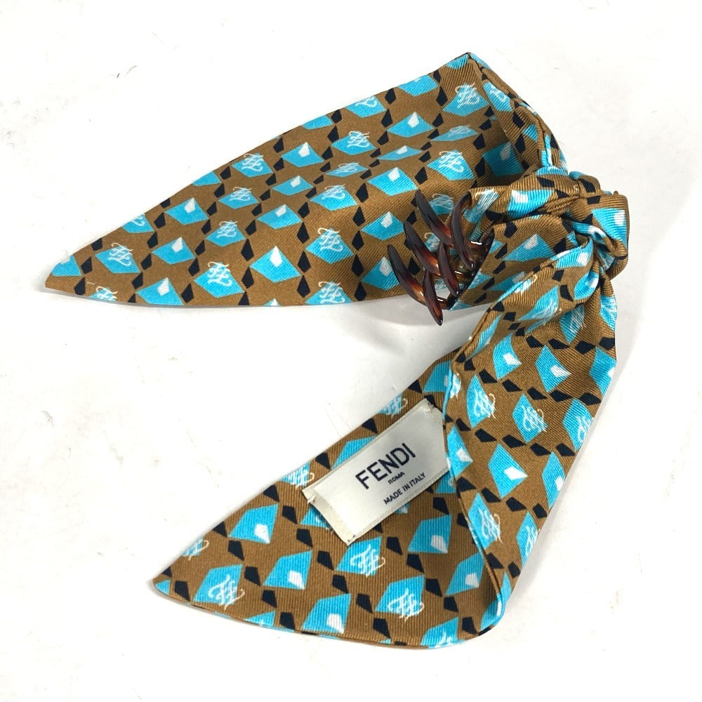 FENDI Valletta silk Brown logo hair clip