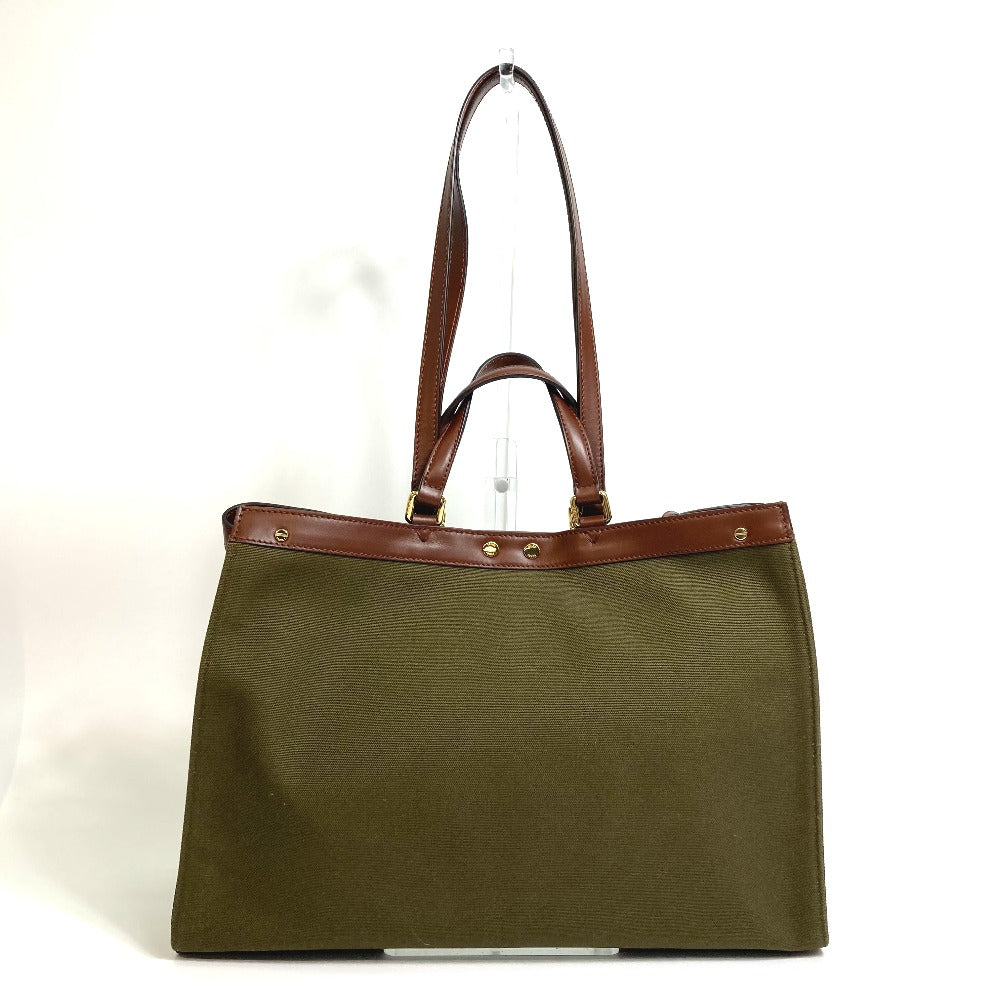 FENDI Tote Bag 8BH374 cotton green FF total pattern Peekaboo X Tote