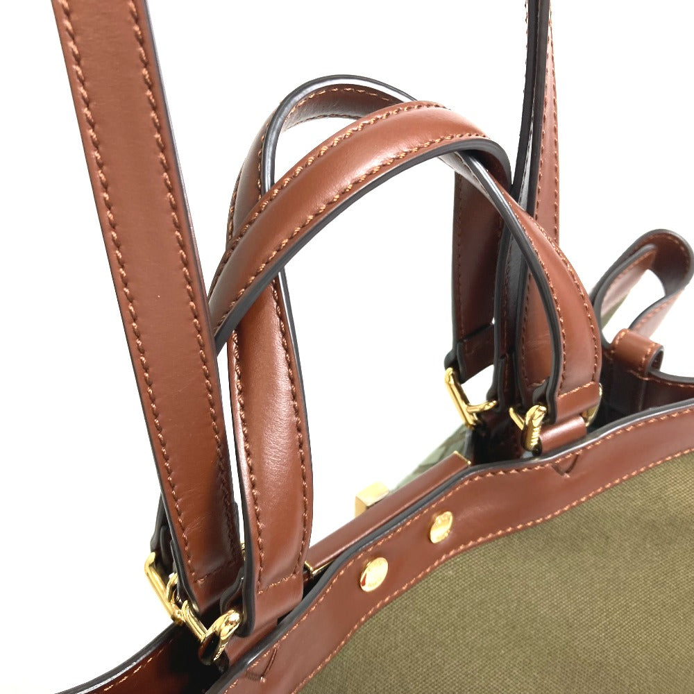 FENDI Tote Bag 8BH374 cotton green FF total pattern Peekaboo X Tote