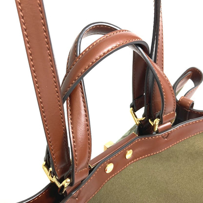 FENDI Tote Bag 8BH374 cotton green FF total pattern Peekaboo X Tote