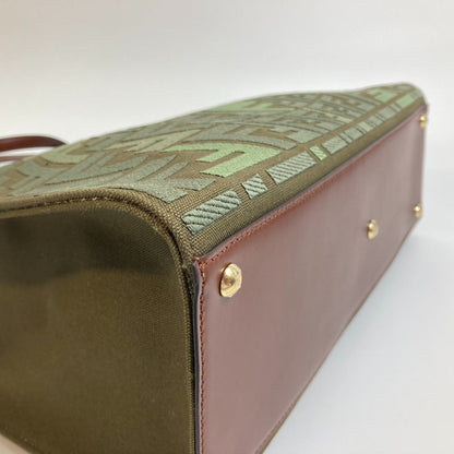 FENDI Tote Bag 8BH374 cotton green FF total pattern Peekaboo X Tote