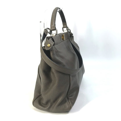 FENDI Handbag 8BN210 leather gray Inner Zucca Pattern Shoulder Bag Tote Bag Peekaboo Large Women