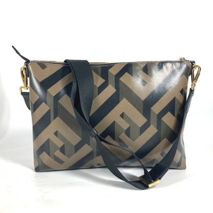 FENDI Shoulder Bag 7VA470 PVC Brown Multicolor logo Women