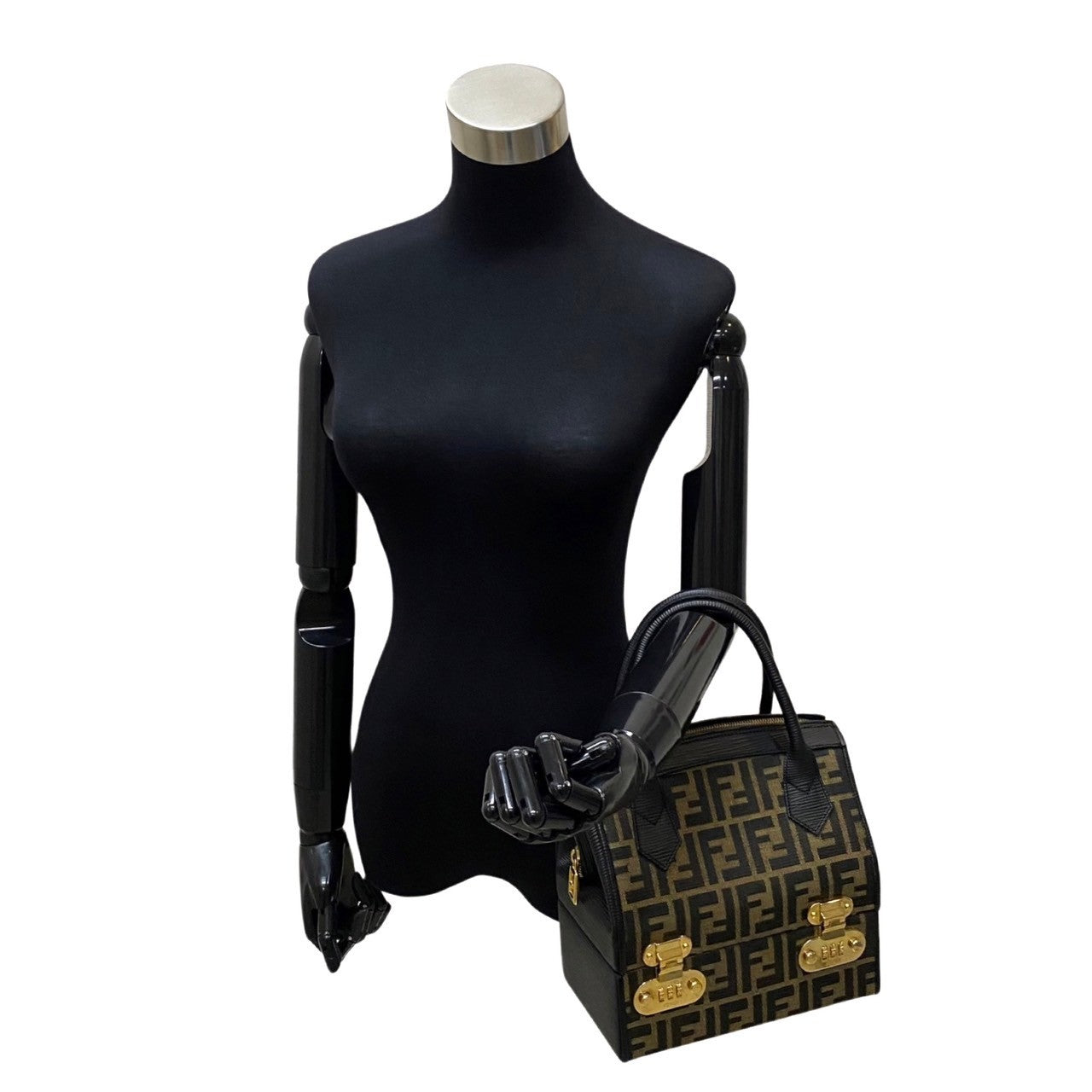 FENDI Shoulder Bag Leather, Canvas black Zucca Women