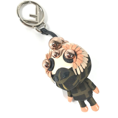 FENDI key ring canvas Brown Zucca Space monkey Women