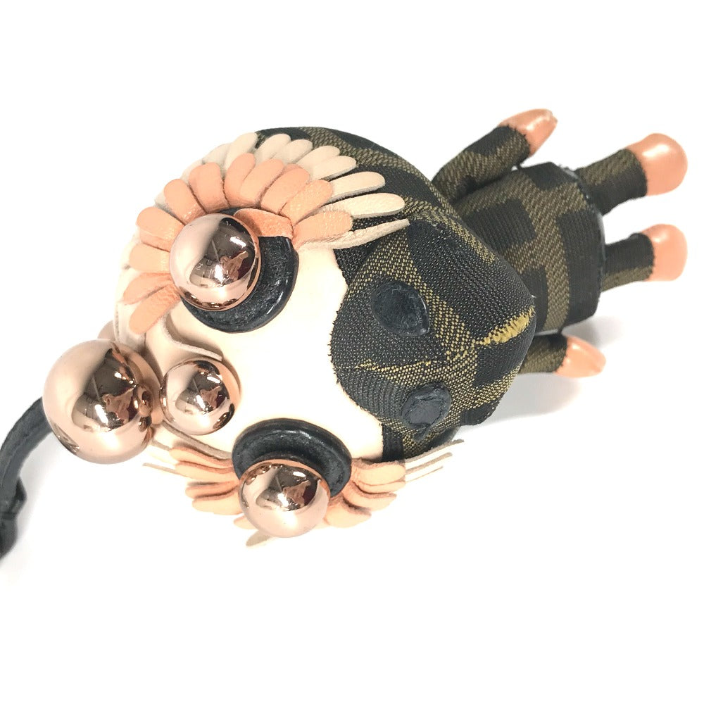 FENDI key ring canvas Brown Zucca Space monkey Women