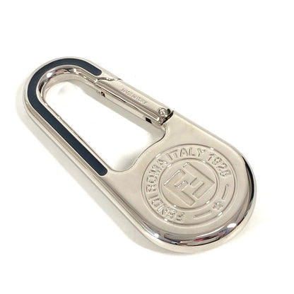 FENDI key ring metal Silver logo Carabiner with compass