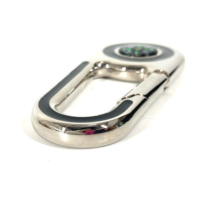 FENDI key ring metal Silver logo Carabiner with compass