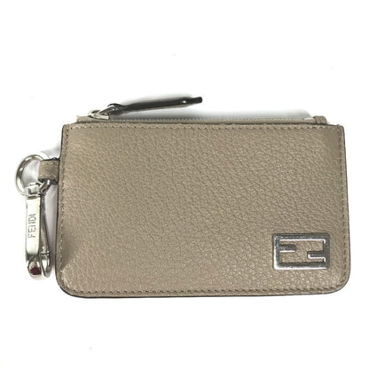 FENDI Coin case 7M0343 leather beige By color logo Women