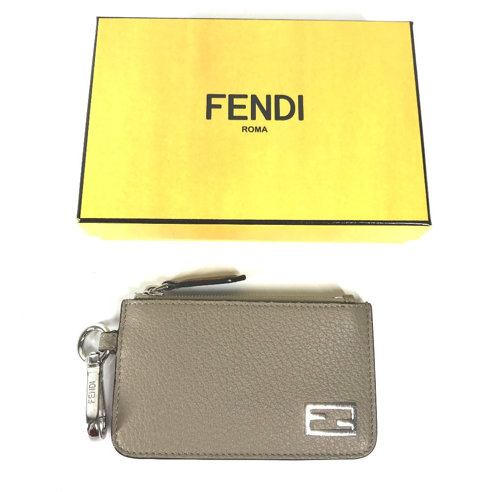 FENDI Coin case 7M0343 leather beige By color logo Women