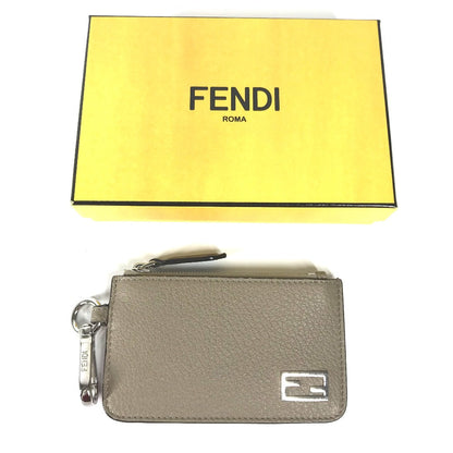 FENDI Coin case 7M0343 leather beige By color logo Women