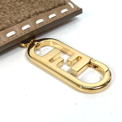FENDI Pouch 7AS047 Fur, Leather beige Smartphone case phone pouch