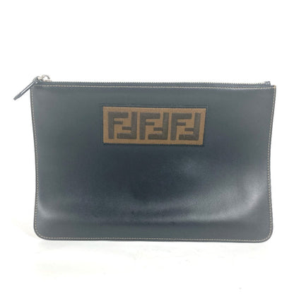 FENDI Clutch bag 7N0078 leather black Pouch Zucca logo mens