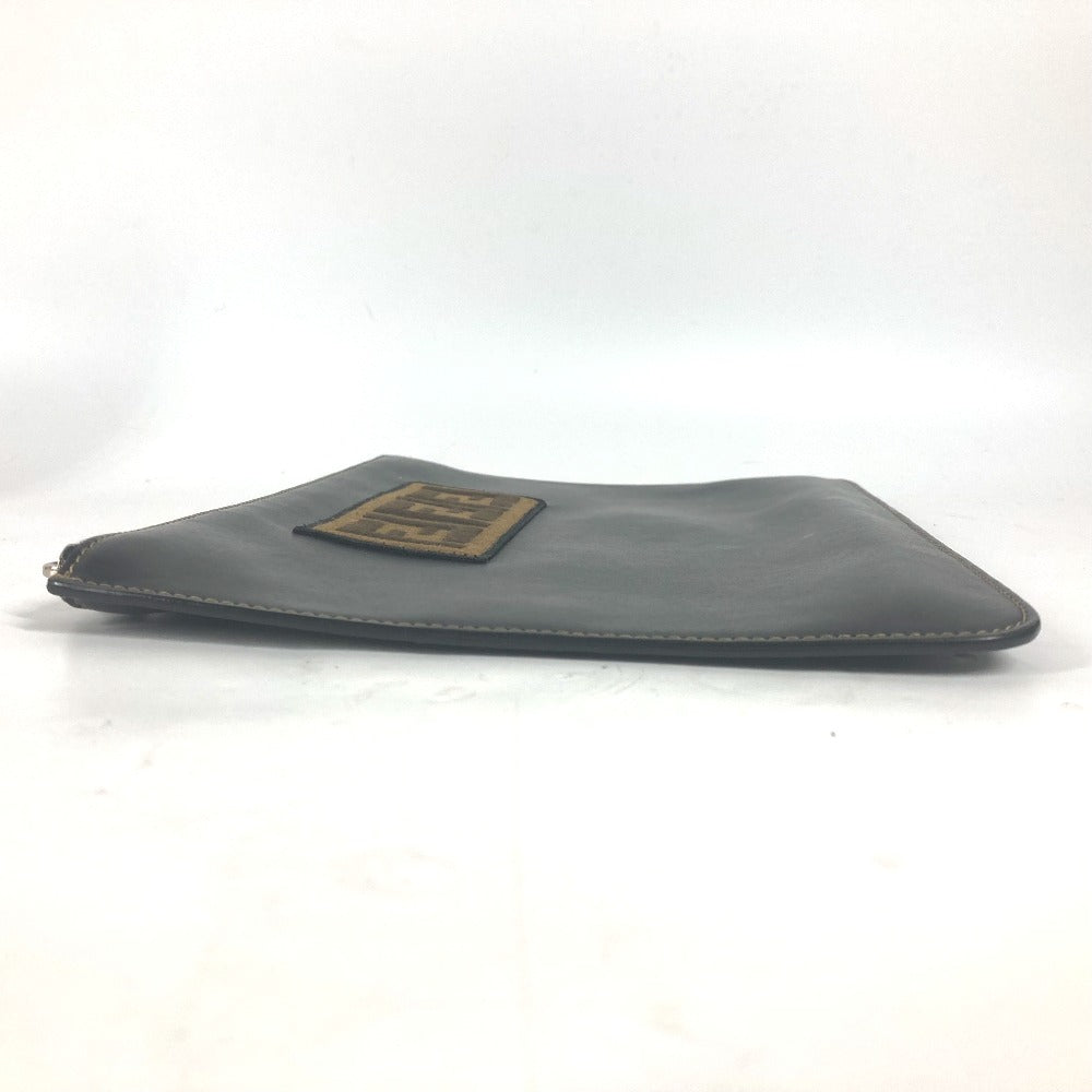 FENDI Clutch bag 7N0078 leather black Pouch Zucca logo mens