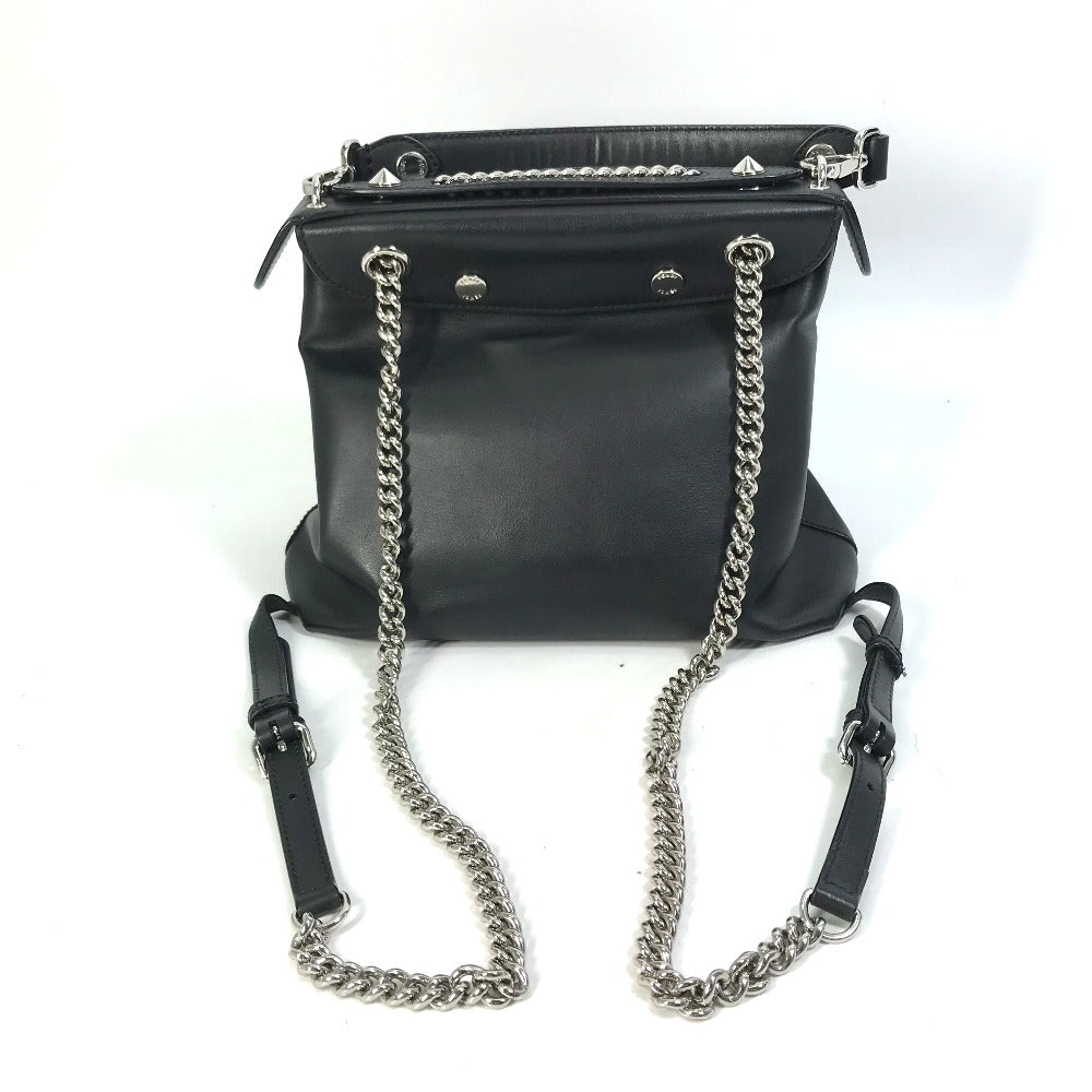 FENDI Backpack 8BZ042 leather black Bag to school Women