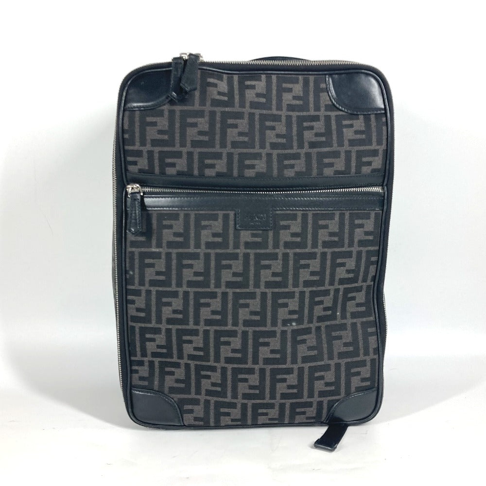 FENDI Backpack 7VZ062 Leather / canvas black 2WAY Bag Handbag logo zucca mens