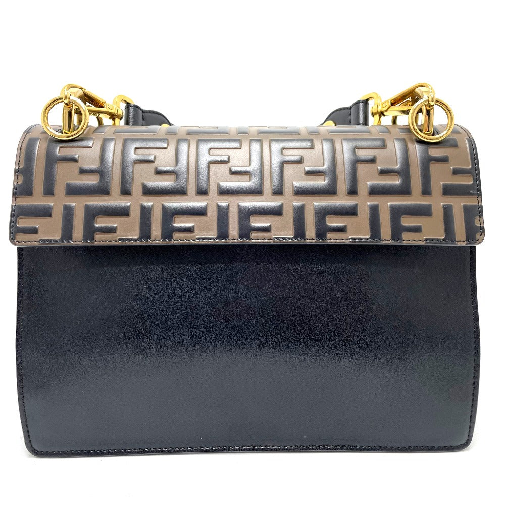 FENDI Handbag 8BT283 leather Brown x black FF Zucca Canai Women